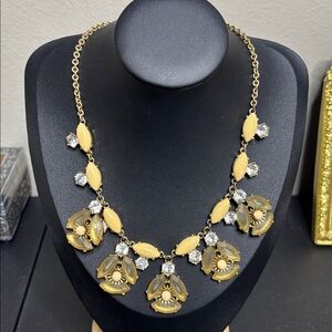 J. Crew Elegant Gold Cream Rhinestone Statement Necklace